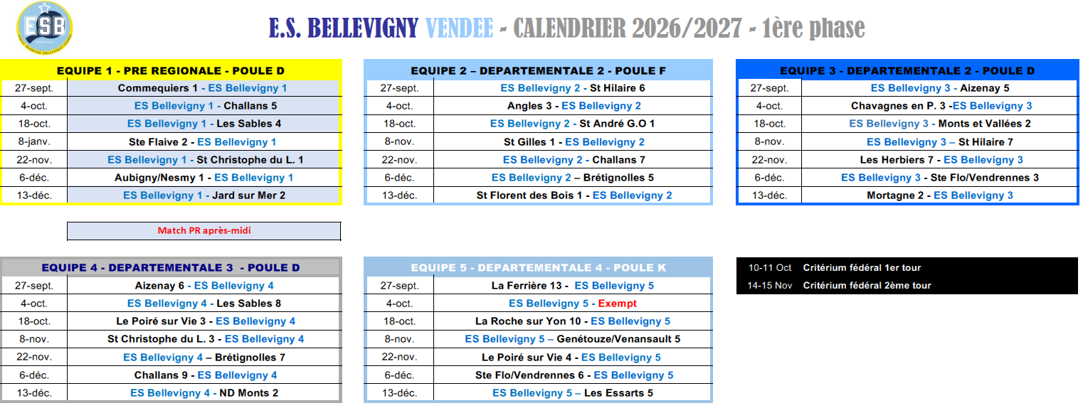 Phase 1 - Calendrier seniors